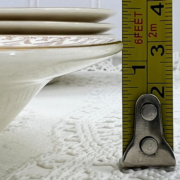 Vintage Edwin M. Knowles Semi Vitreous 4 Floral Berry Bowls Cream Gold Trim - Picture 10 of 10